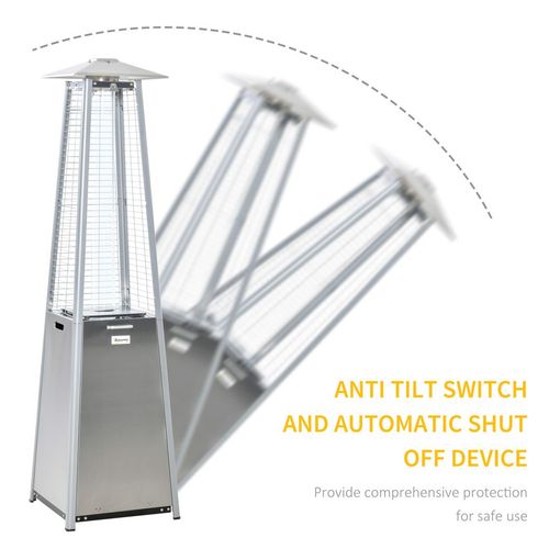Outsunny 11.2KW Patio Gas Heater Pyramid Heater w/ Regulator Hose Cover, Silver