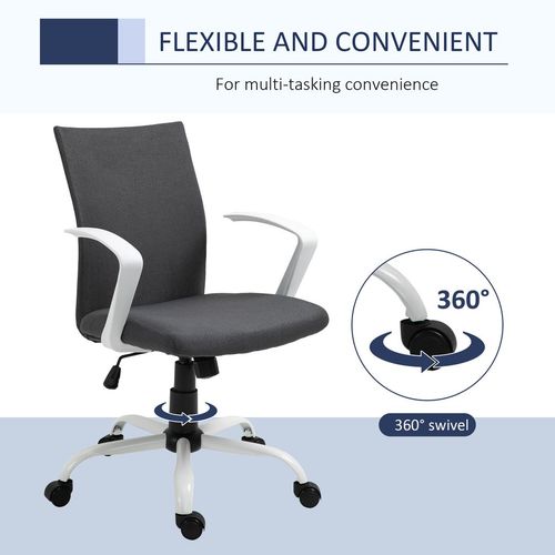 Ergonomic Dark Grey Linen Swivel Desk Chair - Comfort Meets Style