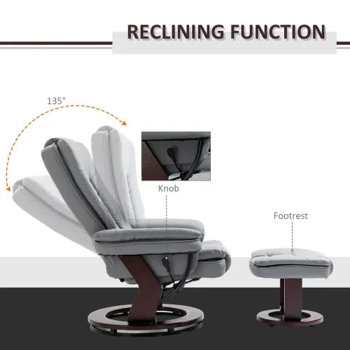 Luxurious Grey Swivel Recliner with Footrest - Comfort Meets Style