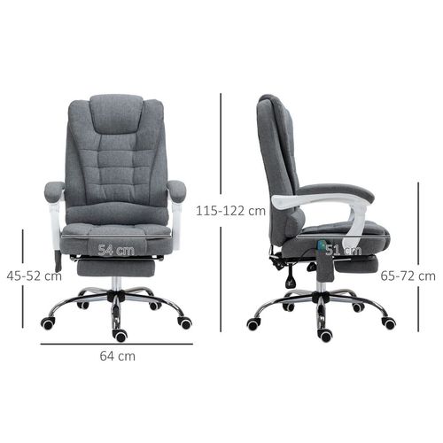 Vintage Heated Massage Office Chair with 6 Vibration Points - Grey Comfort