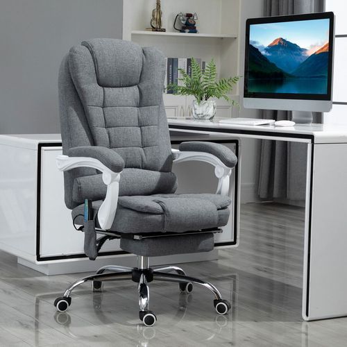 Vintage Heated Massage Office Chair with 6 Vibration Points - Grey Comfort