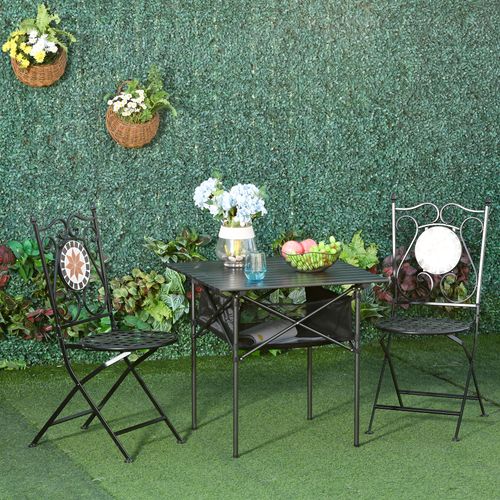 Aluminum Roll-Top Camping Table & Mesh Bag - Lightweight, Foldable, Black