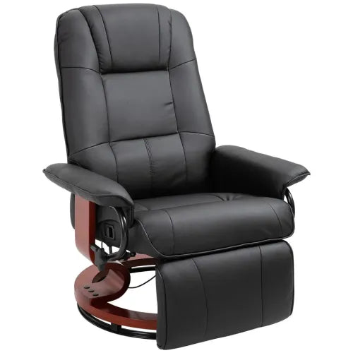 Luxurious Ergonomic Recliner with Footrest - Black PU Leather Sofa Chair