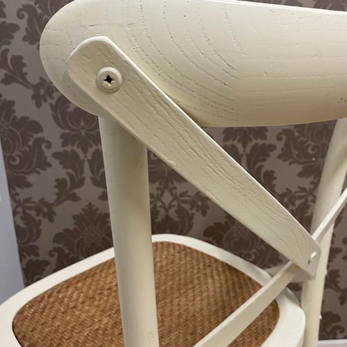 Elegant White French Cross Back Chair - Stackable & Easy to Clean!