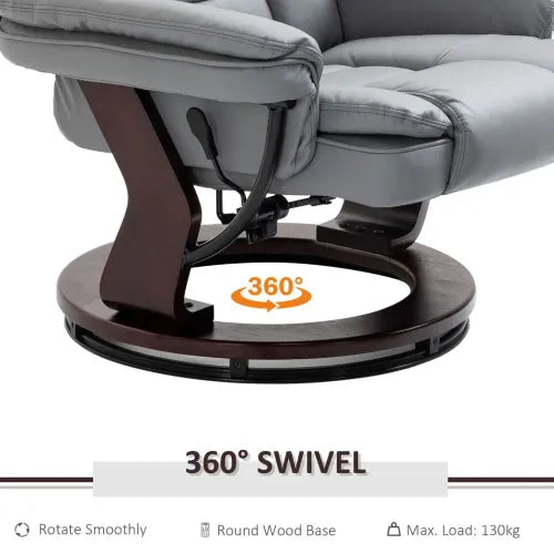 Luxurious Grey Swivel Recliner with Footrest - Comfort Meets Style