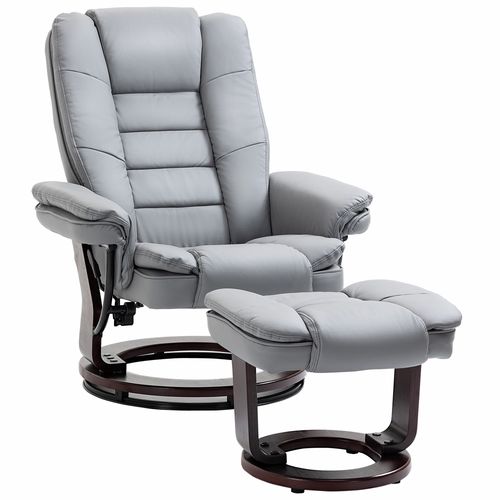 Luxurious Grey Swivel Recliner with Footrest - Comfort Meets Style