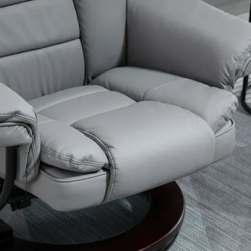 Luxurious Grey Swivel Recliner with Footrest - Comfort Meets Style