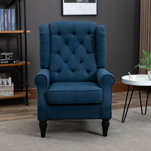 Vintage Comfort: HOMCOM Tufted Blue Accent Armchair - Stylish & Sturdy