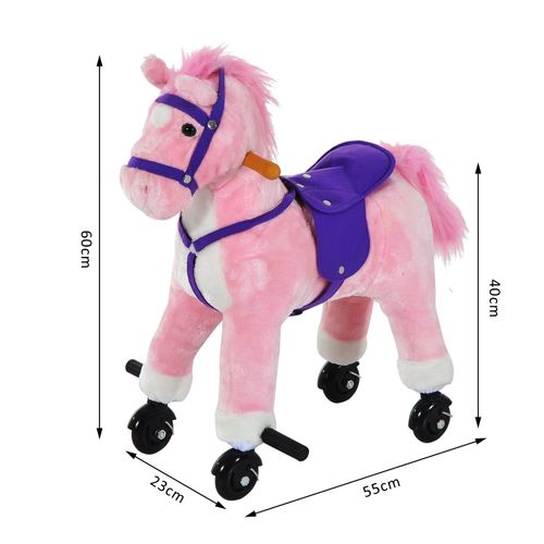 Plush Wheeled Rocking Horse Ride-On Toy with Sounds for Active Young Riders