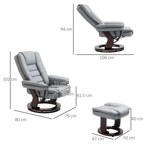 Luxurious Grey Swivel Recliner with Footrest - Comfort Meets Style