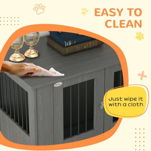 PawHut Dual-Function Dog Crate & Stylish Side Table - Secure & Chic Design