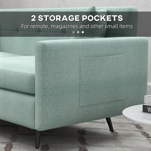 Modern HOMCOM 2-Seater Sofa: Stylish Fabric Couch with Wood Legs & Cushions