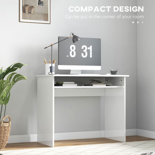 Versatile High Gloss White HOMCOM Computer Desk: Stylish Workstation for Any Space