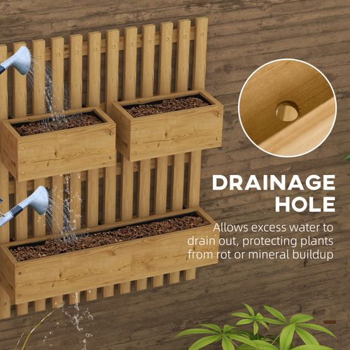 Outsunny Wooden Garden Planters with Trellis Wall-mounted Raised Garden Bed