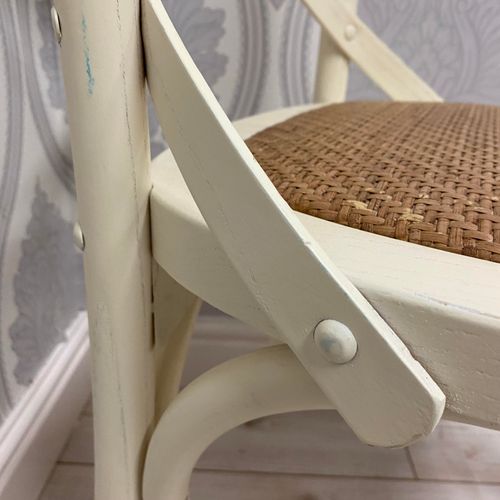 Elegant White French Cross Back Chair - Stackable & Easy to Clean!