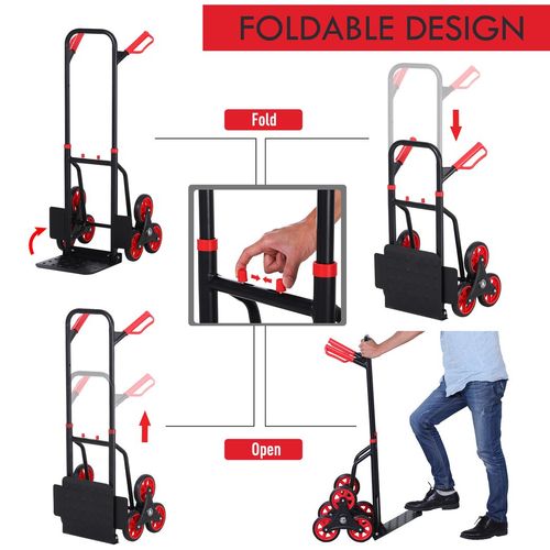 Durhand 6-Wheel Stair Climbing Trolley - Heavy-Duty Folding Hand Cart