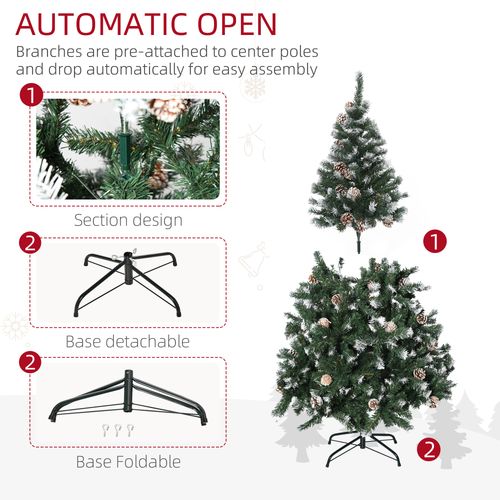 5FT Snow-Flecked HOMCOM Artificial Christmas Tree - Effortless Festive Elegance