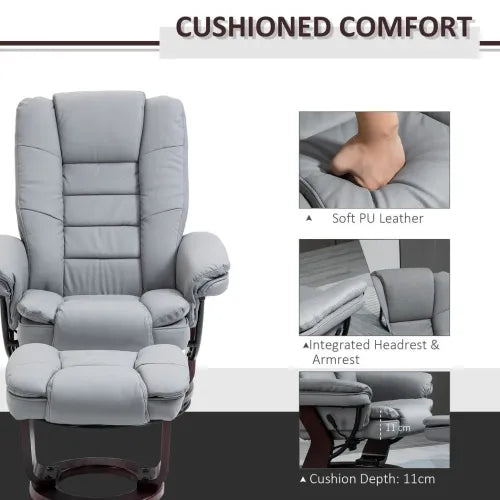 Luxurious Grey Swivel Recliner with Footrest - Comfort Meets Style