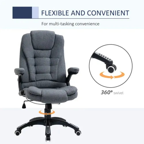 Executive Comfort: High Back Swivel Office Chair with Arms - Dark Grey