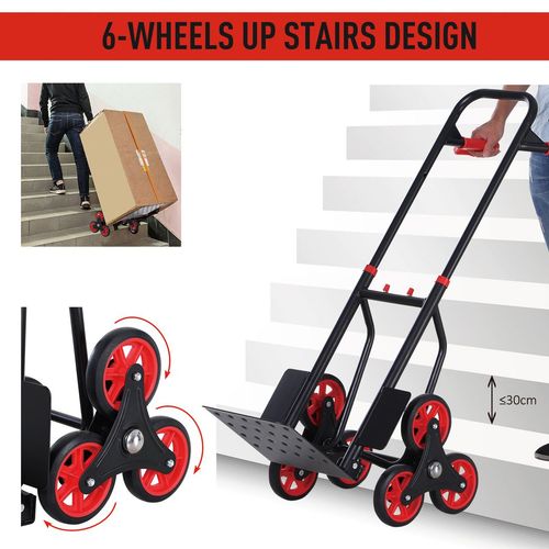 Durhand 6-Wheel Stair Climbing Trolley - Heavy-Duty Folding Hand Cart