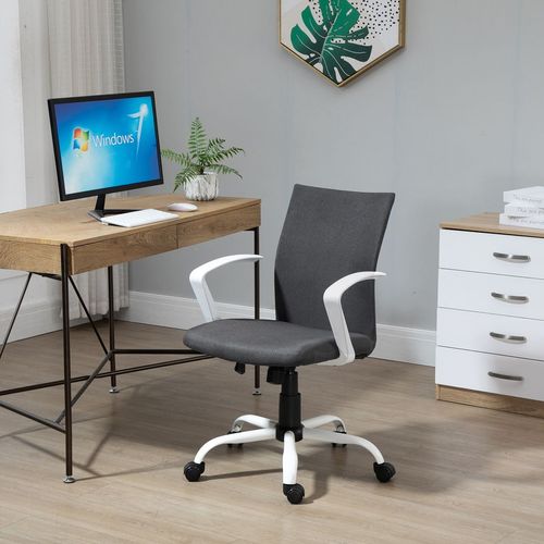 Ergonomic Dark Grey Linen Swivel Desk Chair - Comfort Meets Style
