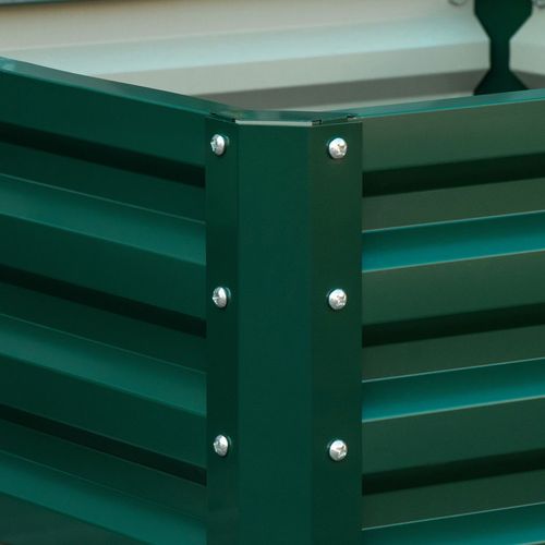 Outsunny Set of 2 Raised Garden Bed Galvanised Planter Box Easy Setup Green