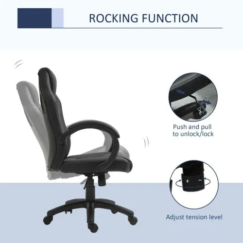Vinsetto Executive Racing Swivel Chair - Ergonomic PU Leather for Office & Gaming
