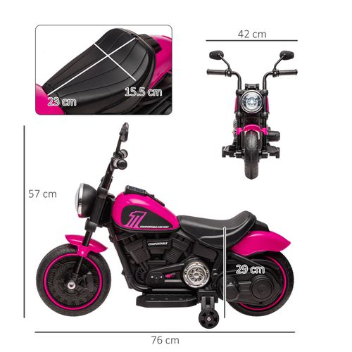 Pink 6V Electric Motorbike for Toddlers with Training Wheels & Headlight