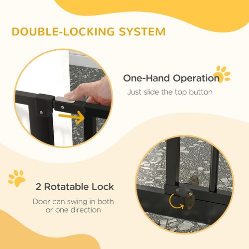 Adjustable Pet Safety Gate with Door - Fits 75-145cm Openings, Black Finish