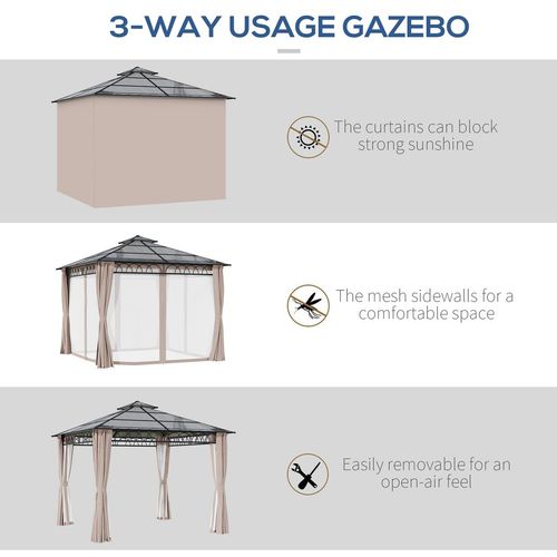 Spacious 3x3m Hardtop Gazebo with Curtains & Netting for Ultimate Outdoor Comfort