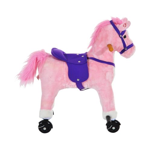 Plush Wheeled Rocking Horse Ride-On Toy with Sounds for Active Young Riders