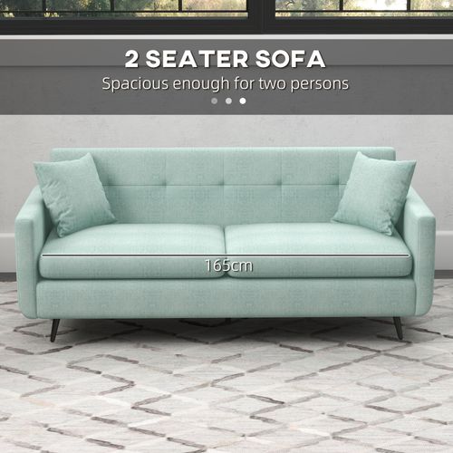 Modern HOMCOM 2-Seater Sofa: Stylish Fabric Couch with Wood Legs & Cushions
