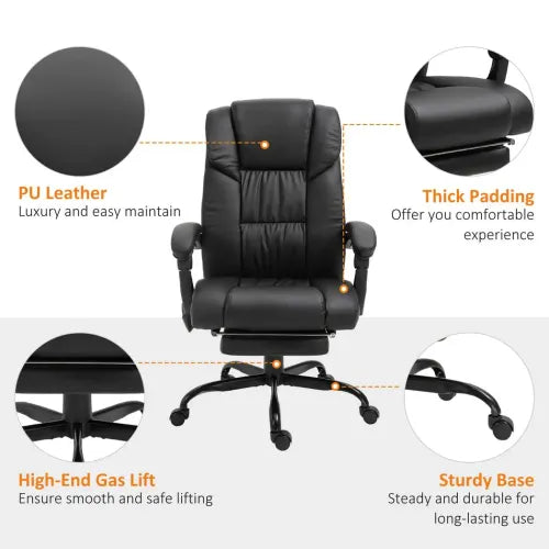 6-Point Electric Massage Racing Chair with Adjustable Height & Remote Control