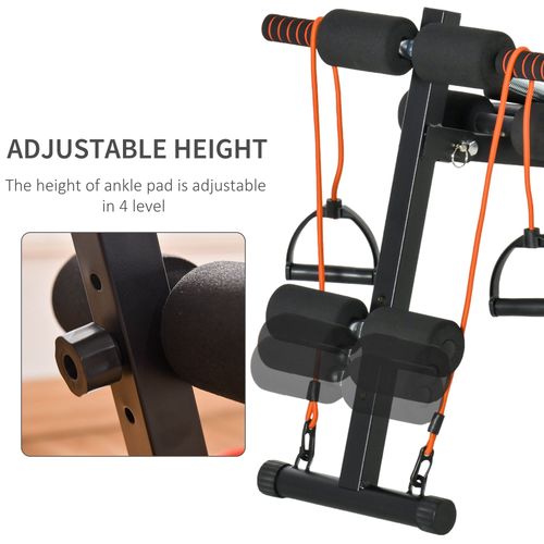 HOMCOM Adjustable Sit-Up Bench with Comfort Headrest & Resistance Ropes