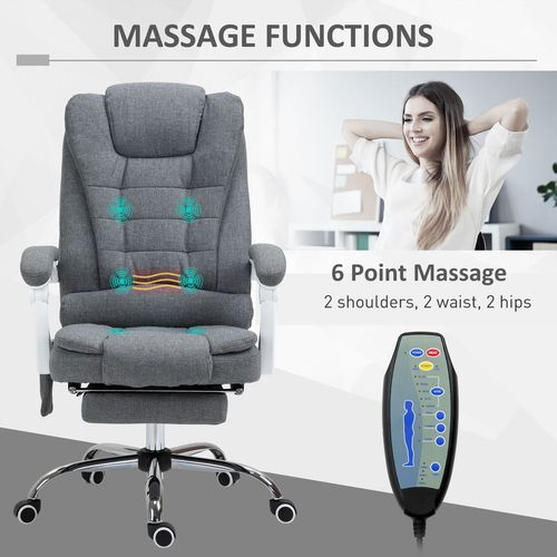 Vintage Heated Massage Office Chair with 6 Vibration Points - Grey Comfort