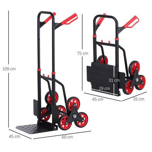 Durhand 6-Wheel Stair Climbing Trolley - Heavy-Duty Folding Hand Cart
