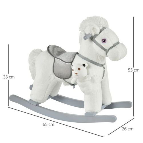 Delightful Plush Rocking Horse for Toddlers with Sound & Cuddly Bear Pocket