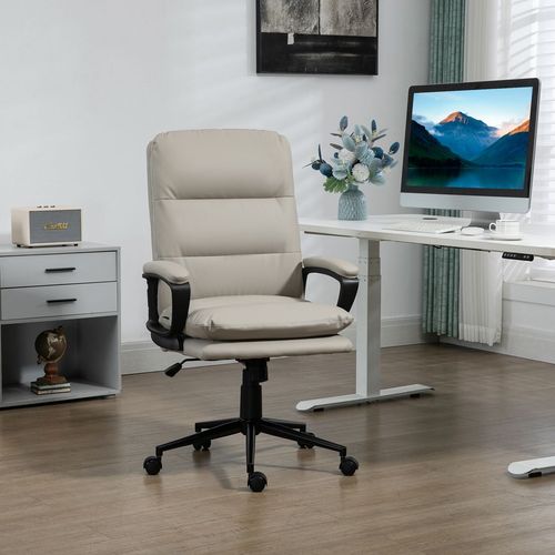 Vinsetto Grey PU Leather Ergonomic Office Chair with Adjustable Height & Armrests
