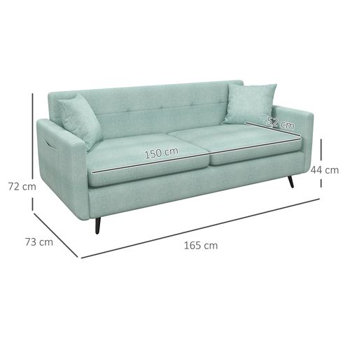 Modern HOMCOM 2-Seater Sofa: Stylish Fabric Couch with Wood Legs & Cushions