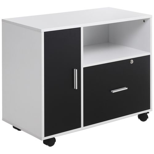 Mobile Office File Cabinet with Lockable Drawer & Printer Stand - HOMCOM