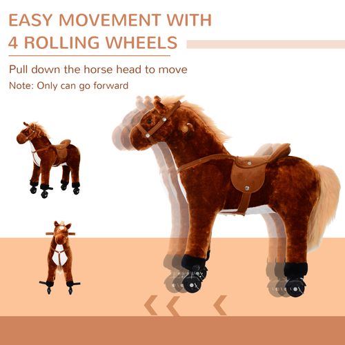 Galloping Plush Pony Ride-On: Interactive Horse Toy with Sounds & Wheels