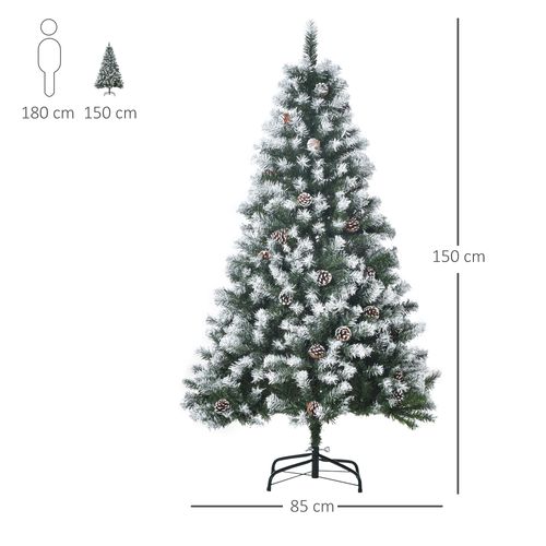 5FT Snow-Flecked HOMCOM Artificial Christmas Tree - Effortless Festive Elegance