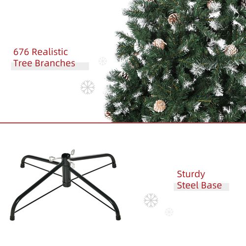5FT Snow-Flecked HOMCOM Artificial Christmas Tree - Effortless Festive Elegance