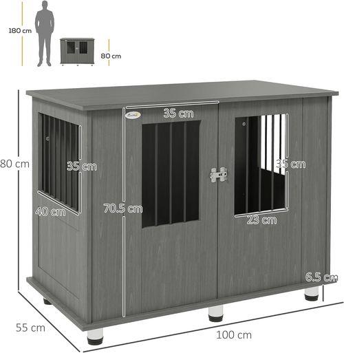PawHut Dual-Function Dog Crate & Stylish Side Table - Secure & Chic Design