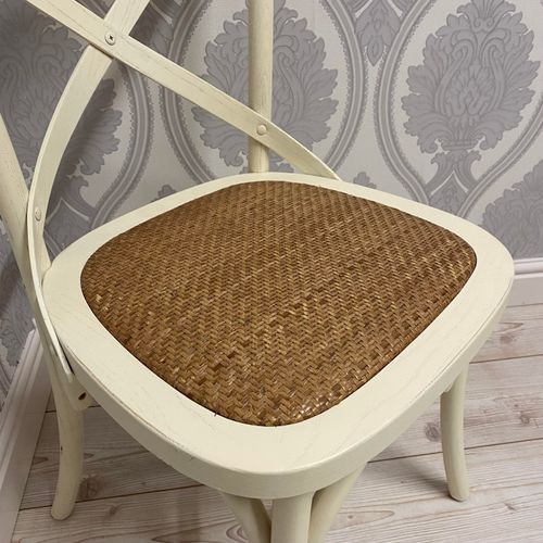 Elegant White French Cross Back Chair - Stackable & Easy to Clean!