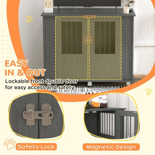 PawHut Dual-Function Dog Crate & Stylish Side Table - Secure & Chic Design