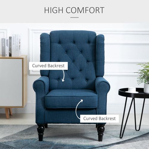 Vintage Comfort: HOMCOM Tufted Blue Accent Armchair - Stylish & Sturdy