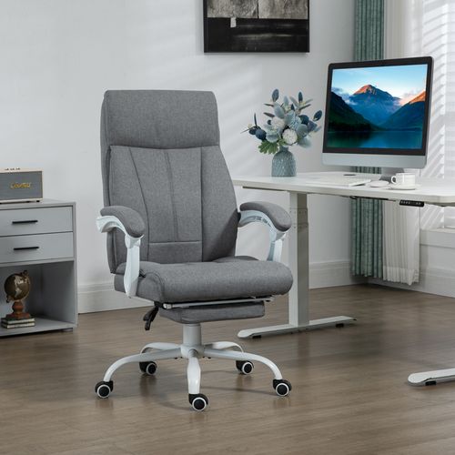 Vinsetto Grey Fabric Office Chair with Armrest, Footrest, and Wheels