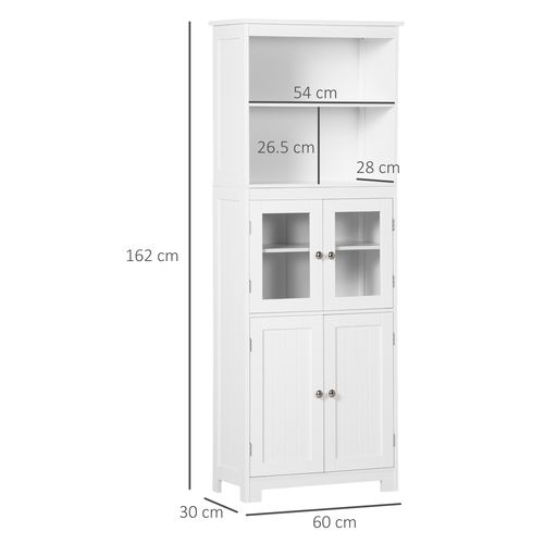 Elegant HOMCOM White Kitchen Pantry Cabinet with Adjustable Shelves & Glass Doors