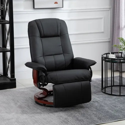 Luxurious Ergonomic Recliner with Footrest - Black PU Leather Sofa Chair